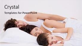  Presentation with marriage and family - Amazing theme having momy sleep - young beautiful sleeping family backdrop and a white colored foreground