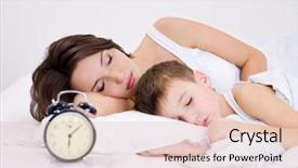  Presentation with sleeping - Theme featuring momy sleep - young mother and son sleeping background and a  colored foreground