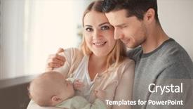  Presentation with sleeping baby - Beautiful presentation featuring momy sleep - young parents with sleeping baby backdrop and a coral colored foreground