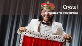  Presentation with king crown - PPT layouts having monarchy - funny king wearing crown background and a tawny brown colored foreground