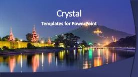  Presentation with hill - Slide deck with monarchy - mandalay myanmar at mandalay hill background and a ocean colored foreground