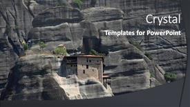  Presentation with rocks - Audience pleasing slides consisting of monasteries on the rocks in meteora region of greece backdrop and a dark gray colored foreground