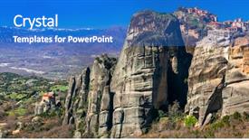 Presentation with spirituality religious spiritual ritual - Cool new PPT theme with monastery - monasteries of meteora - famous backdrop and a teal colored foreground