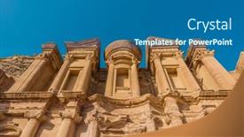  Presentation with petra - PPT theme with monastery al deir in nabatean petra jordan middle east background and a ocean colored foreground