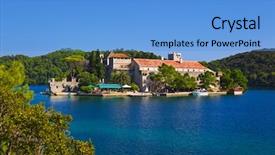  Presentation with croatia - Beautiful theme featuring monastery at island mljet in croatia - travel background backdrop and a light blue colored foreground
