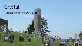  Presentation with ireland - Cool new presentation design with monastery clonmacnoise - round tower in ireland backdrop and a light blue colored foreground