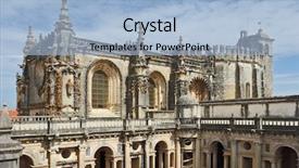  Presentation with knights - Audience pleasing PPT theme consisting of monastery-fortress of the knights templar beautifully decorated facades quadrangular palace surrounding patio backdrop and a light blue colored foreground