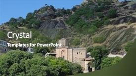  Presentation with holy - Colorful PPT theme enhanced with monastery-holy-archangel-michael-varos backdrop and a tawny brown colored foreground