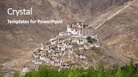  Presentation with ladakh - Colorful theme enhanced with monastery in ladakh jammu kashmir backdrop and a gray colored foreground