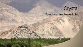  Presentation with ladakh - Presentation consisting of monastery in the himalayas tikse ladakh jammu kashmir india background and a mint green colored foreground