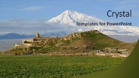  Presentation with armenia - Slides consisting of monastery khor virap in armenia background and a light blue colored foreground