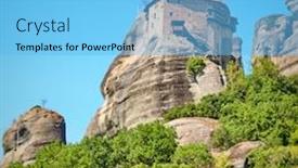  Presentation with monastery - Slides having monastery-of-agios-nikolaos background and a light blue colored foreground