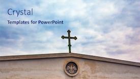  Presentation with pilgrimage - Presentation theme enhanced with monastery-of-gerasim-of-jordan background and a light blue colored foreground