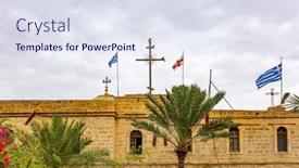  Presentation with monastery - Slide set with monastery-of-gerasim-of-jordan background and a sky blue colored foreground