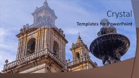  Presentation with monastery - Presentation design enhanced with monastery-of-oseira-at-ourense background and a light blue colored foreground