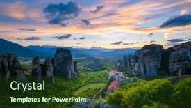  Presentation with monastery - Presentation theme featuring monastery-of-rousanou-and-monastery background and a tawny brown colored foreground