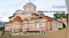  Presentation with monastery - Slides having monastery of saint ephrem the syrian background and a sky blue colored foreground