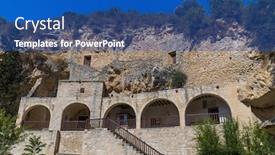  Presentation with monastery - PPT theme featuring monastery-of-saint-neophytos-paphos background and a ocean colored foreground