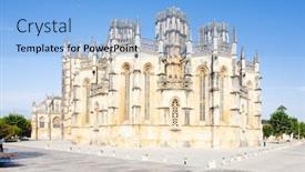  Presentation with monastery - Amazing PPT theme having monastery-of-santa-maria-da backdrop and a light blue colored foreground