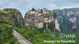  Presentation with greek - Slide deck featuring monastery-of-st-stephen background and a tawny brown colored foreground