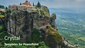  Presentation with greek - Cool new PPT theme with monastery-of-st-stephen backdrop and a tawny brown colored foreground