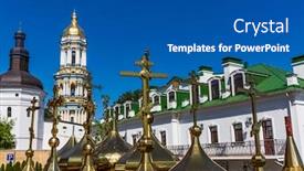  Presentation with caves - Amazing theme having monastery-of-the-caves-pechersk backdrop and a ocean colored foreground