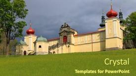  Presentation with god - Presentation design enhanced with monastery-of-the-mother background and a tawny brown colored foreground