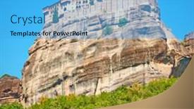  Presentation with monastery - Beautiful slides featuring monastery-of-varlaam-in-meteora backdrop and a teal colored foreground