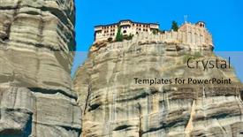 Presentation with monastery - Slide deck with monastery-of-varlaam-in-meteora background and a coral colored foreground