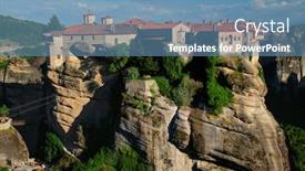  Presentation with monastery - Amazing slide deck having monastery-of-varlaam-monastery backdrop and a teal colored foreground