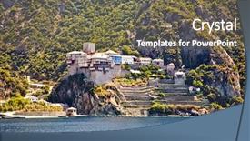  Presentation with holy week - Presentation enhanced with monastery on holy mount athos background and a tawny brown colored foreground