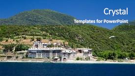  Presentation with mount emei - PPT layouts featuring monastery on the mount athos background and a  colored foreground