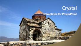  Presentation with armenia - Slide deck with monastery on the northwest background and a teal colored foreground