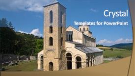  Presentation with monastery - Amazing presentation having monastery-sopocani-in-serbia backdrop and a teal colored foreground