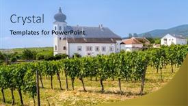  Presentation with winery - Colorful slides enhanced with monastery-winery-thallern-near-gumpoldskirchen backdrop and a light blue colored foreground