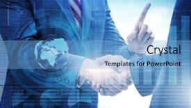  Presentation with synergy collaboration cooperation teamwork concept - Slide deck enhanced with mondialisation - business concept of cooperation background and a light blue colored foreground