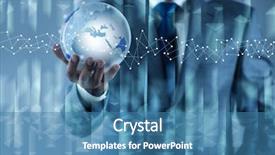  Presentation with global - Beautiful PPT layouts featuring mondialisation - businessman holding earth in global backdrop and a teal colored foreground