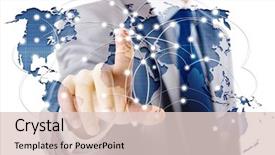  Presentation with global - Slide deck enhanced with mondialisation - man pressing dots on world background and a lemonade colored foreground