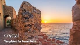  Presentation with ancient greece and rome - Amazing PPT layouts having monemvasia at sunrise in greece backdrop and a tawny brown colored foreground