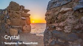  Presentation with crisis in greece - Slide deck consisting of monemvasia at sunrise in greece background and a gray colored foreground