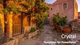  Presentation with sunrise - Cool new PPT layouts with monemvasia at sunrise in greece backdrop and a tawny brown colored foreground