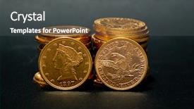  Presentation with money bitcoin crypto currency gold - PPT theme with monetary - close up of real gold background and a dark gray colored foreground