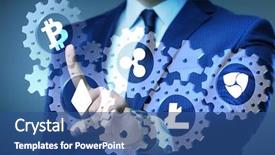  Presentation with concept - PPT theme enhanced with monetary - concept of cryptocurrencies with man background and a ocean colored foreground