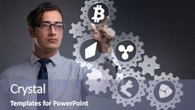  Presentation with iot agriculture technology concept man - Slide set with monetary - concept of cryptocurrencies with man background and a gray colored foreground