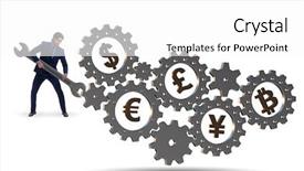  Presentation with financial - Amazing slide set having monetary - financial concept with various currencies backdrop and a white colored foreground