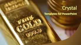  Presentation with bar - PPT theme consisting of monetary - gold bar concept background and a tawny brown colored foreground
