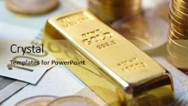  Presentation with gold - PPT layouts consisting of monetary - gold bar concept background and a yellow colored foreground