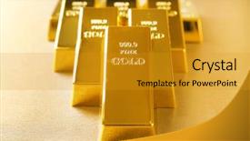  Presentation with gold bars - Audience pleasing presentation consisting of monetary - gold bars on table close-up backdrop and a gold colored foreground