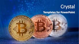  Presentation with money bitcoin - Colorful PPT theme enhanced with monetary - golden bitcoin cryptocurrency new virtual backdrop and a ocean colored foreground
