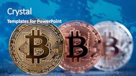  Presentation with money bitcoin - PPT layouts having monetary - golden bitcoin cryptocurrency new virtual background and a teal colored foreground